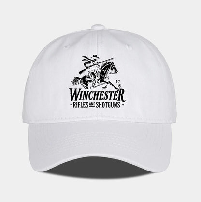 Winchester Cowboy Logo Print Soft Top Baseball Cap Soft Comfortable Adjustable Retro Western Style