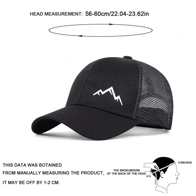 Unisex Mountain Range Embroidery Baseball Net Caps