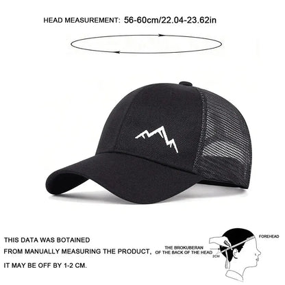Unisex Mountain Range Embroidery Baseball Net Caps