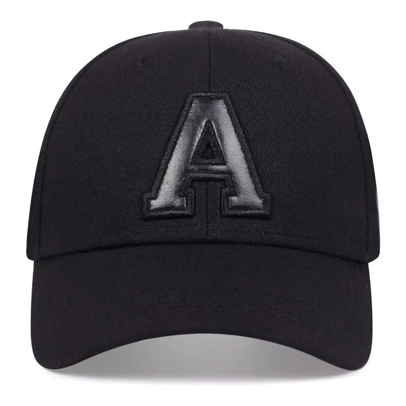 Unisex A Letter Leather Label Embroidery Snapback Baseball Caps Outdoor Adjustable Casual Hats Sunscreen Hat