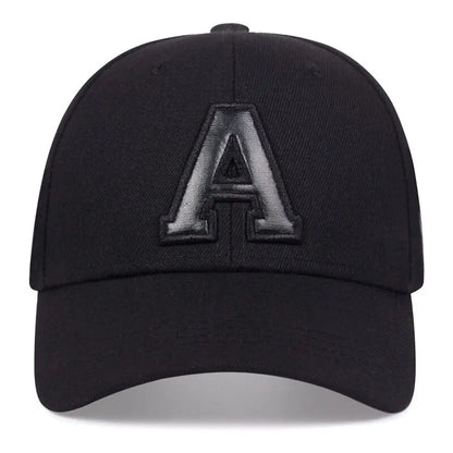 Unisex A Letter Leather Label Embroidery Snapback Baseball Caps Outdoor Adjustable Casual Hats Sunscreen Hat