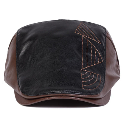 Men Retro Pu Leather Newsboy Caps British Painters Hats Spring Autumn