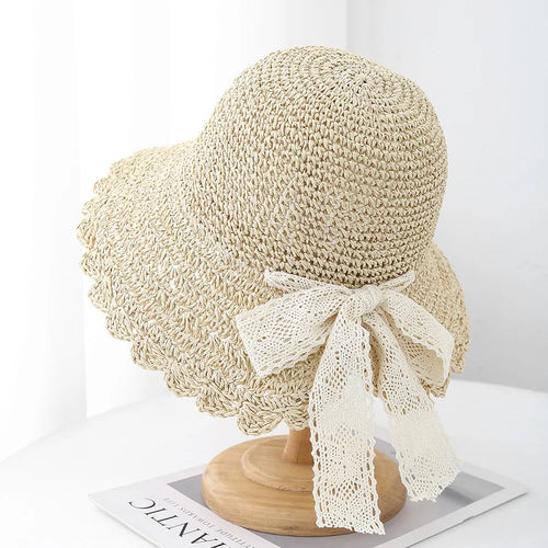 Women's Lace-Up French Straw Hat Sun Protection Seaside Sun Hat