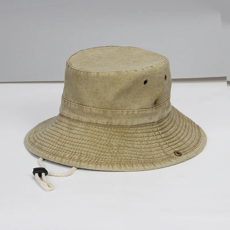 62cm Big Size Cotton Bucket Hat Men Hiking Fishing Safari Hat