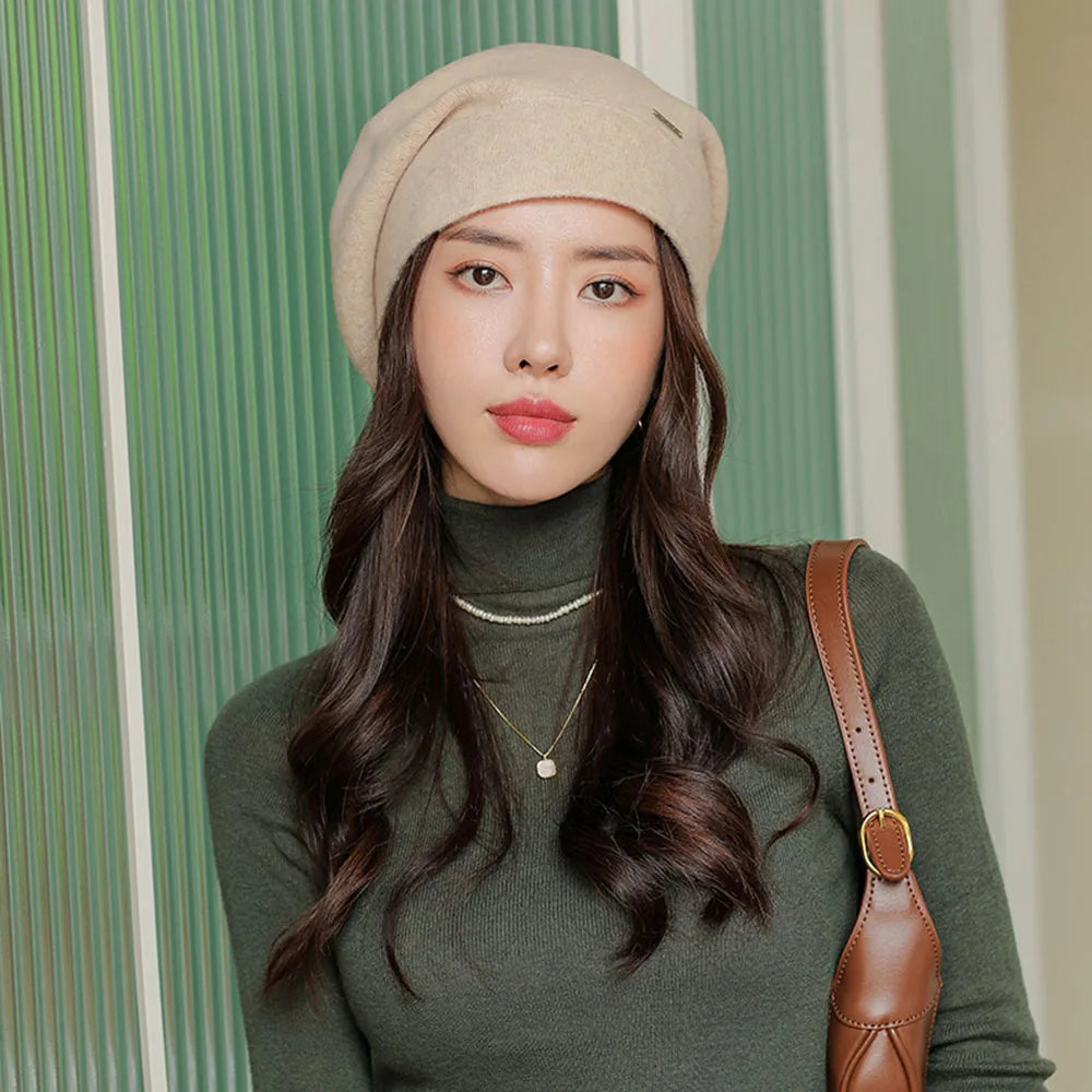 Women Wool Blend Winter Beret Hat