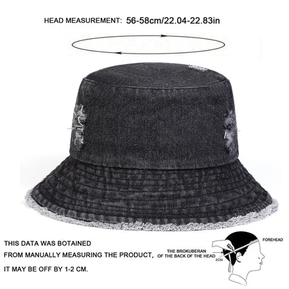 Unisex Solid Color Distressed Cowboy Bucket Hats