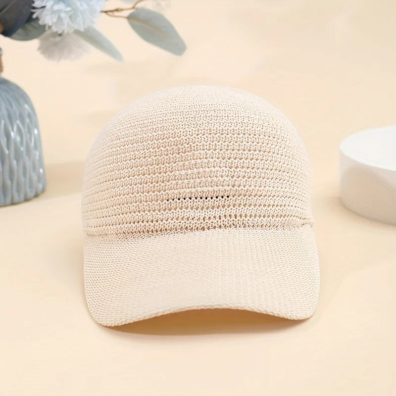 Spring/Summer Linen Knit Baseball Cap Openwork Baseball Cap