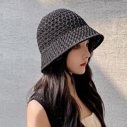 Summer Hiking Fisherman Hat Hollow Out Thin Breathable Sun Hat