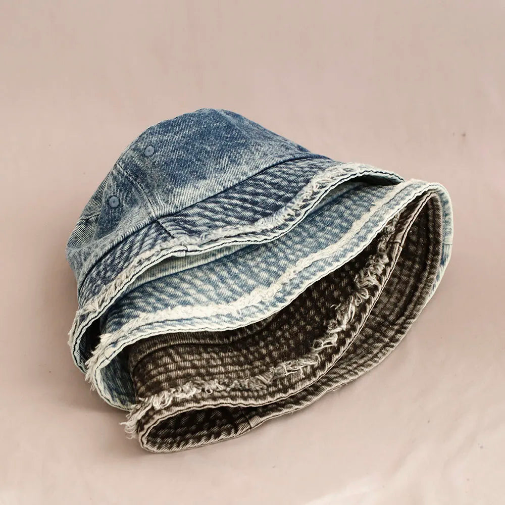 Washed Denim Bucket Hat Women Fisherman's Hat