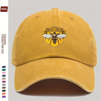 Retro Bee Patterned Printed Baseball Cap