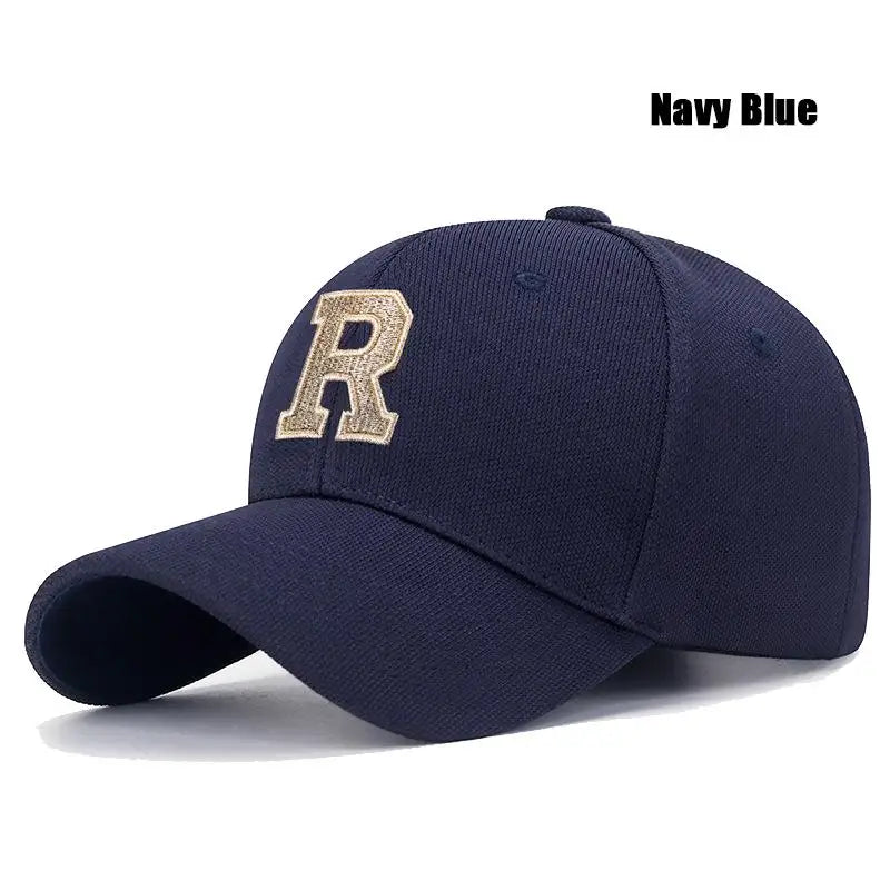 New High Quality R Letter  Gold Thread 3D Embroidery Adjustable Elastic Pineapple Cloth Baseball Cap Sun Hat
