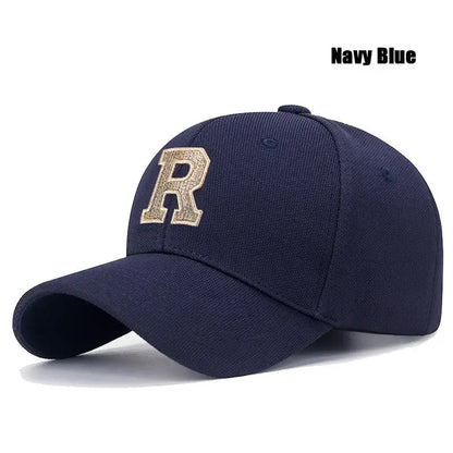 New High Quality R Letter  Gold Thread 3D Embroidery Adjustable Elastic Pineapple Cloth Baseball Cap Sun Hat