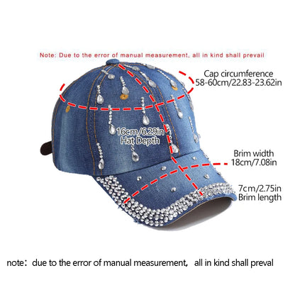 Adjustable Breathable Rhinestone Baseball Cap