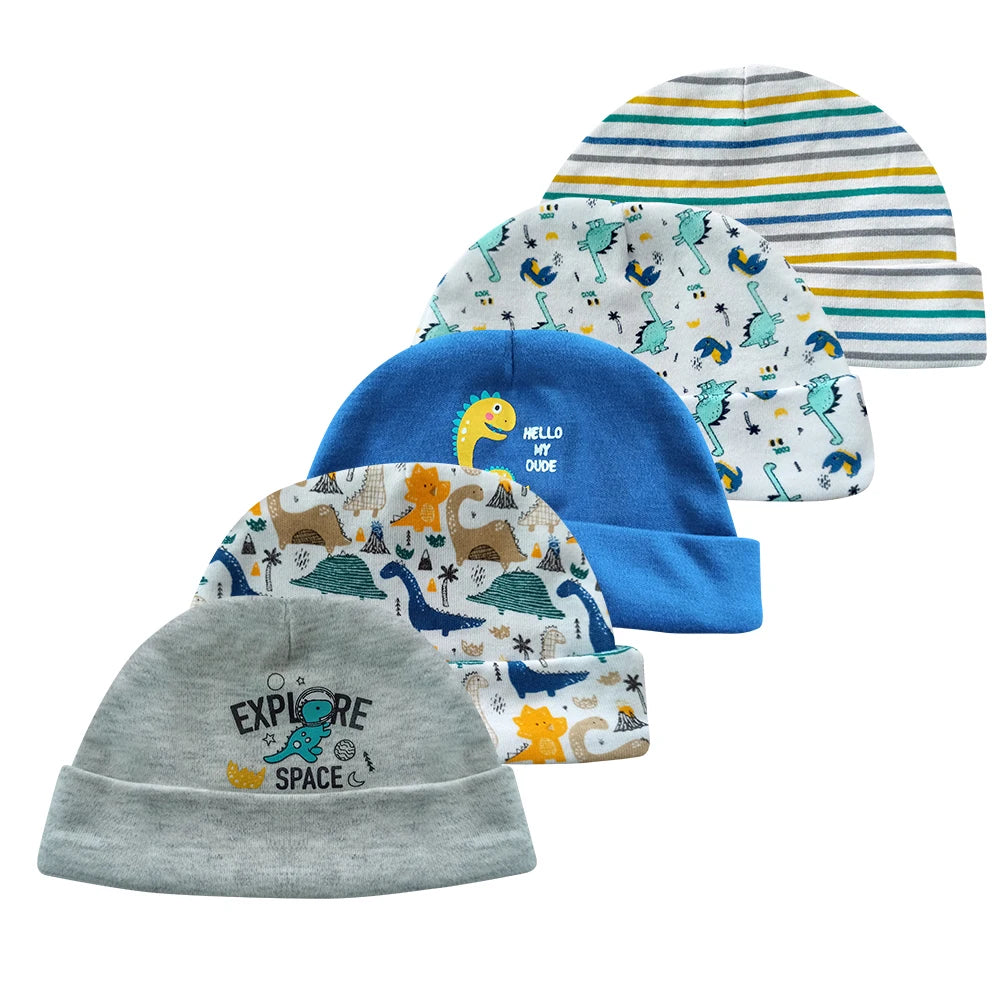 New Born Baby Boy Hats 3/5 Pieces Cotton Baby Girls Hats