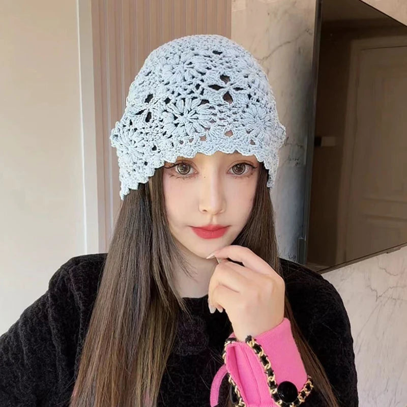 Handmade Crochet Hollow Head Japan Knit Cap Spring Summer