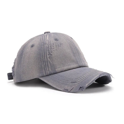 Washed Distressed Spring/Summer Soft-Top Coated Plain Baseball Cap