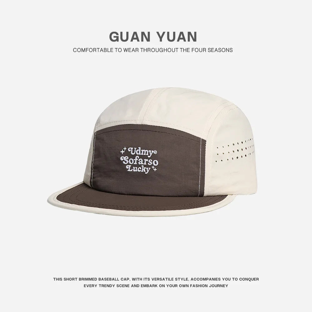 Summer Embroidered Flat Brim Quick Dry Hat Men Women