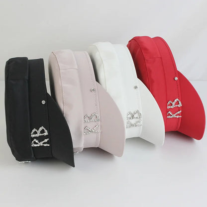 2025 Trendy Satin Letter RB Military Hats Crystal Flat Top Baker Boy Hat Visor