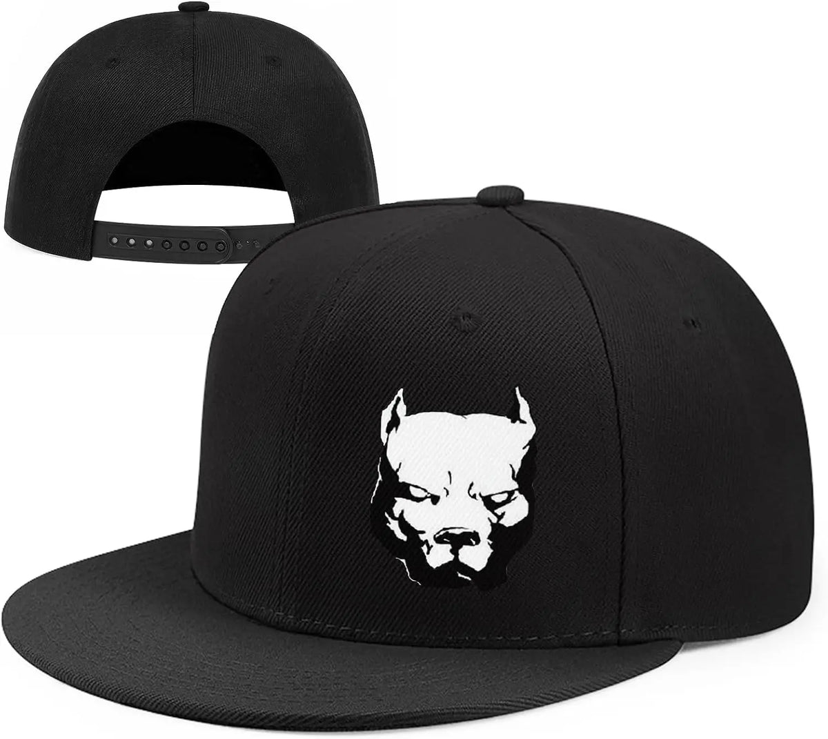 Flat Bill Hats For Men Snapback Snap Backpack Hat For Boy Wide Brim Pitbull Lids Black Baseball Cap