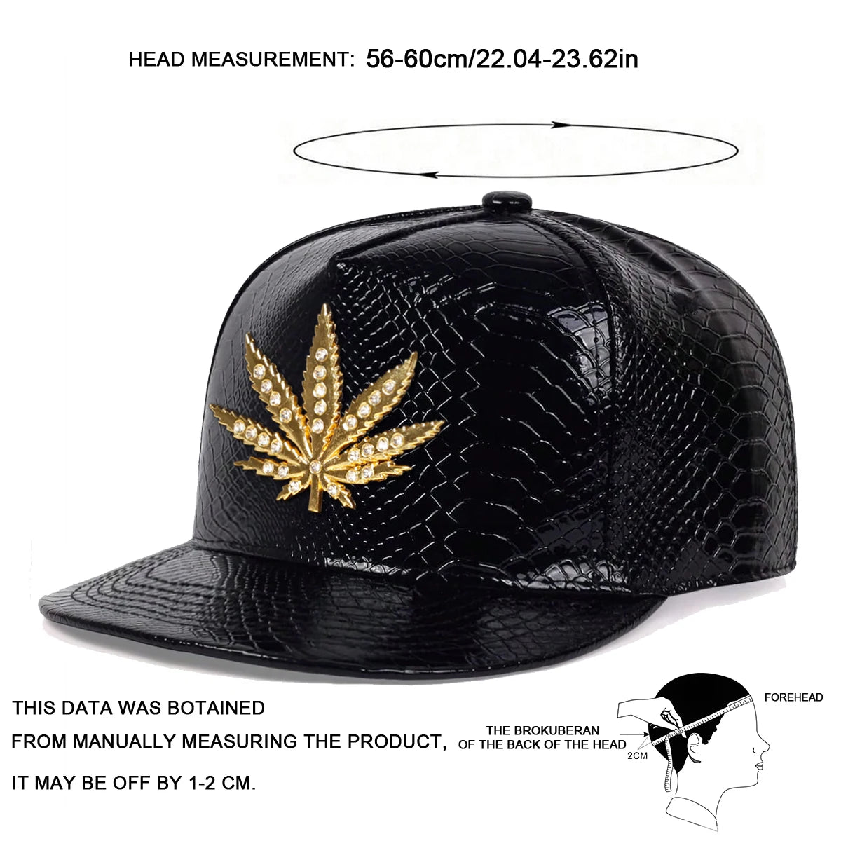 Unisex Maple Leaf Label With Drill Leather Hip Hop Hats