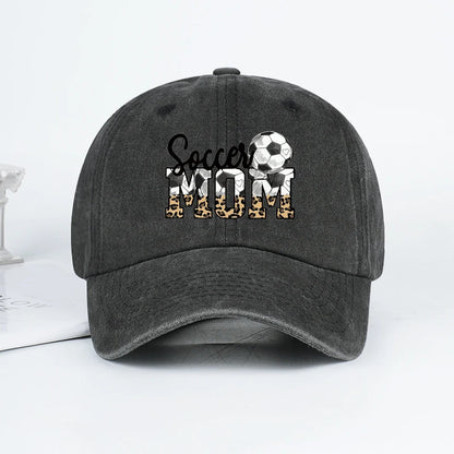 Leopard Print Soccer Mom Washed Baseball Cap