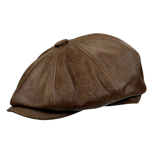 Vintage Leather Beret, Solid Color Newsboy Cap, British Style Painter's Hat