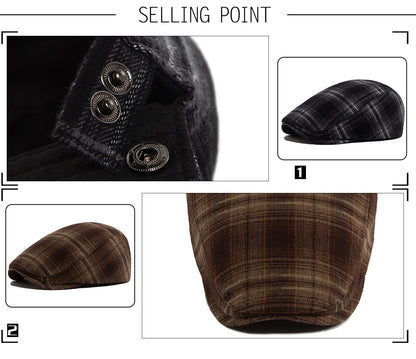 Plaid Herringbone Thin Beret Summer Men Women‘s Vintage Casual Flat Hat