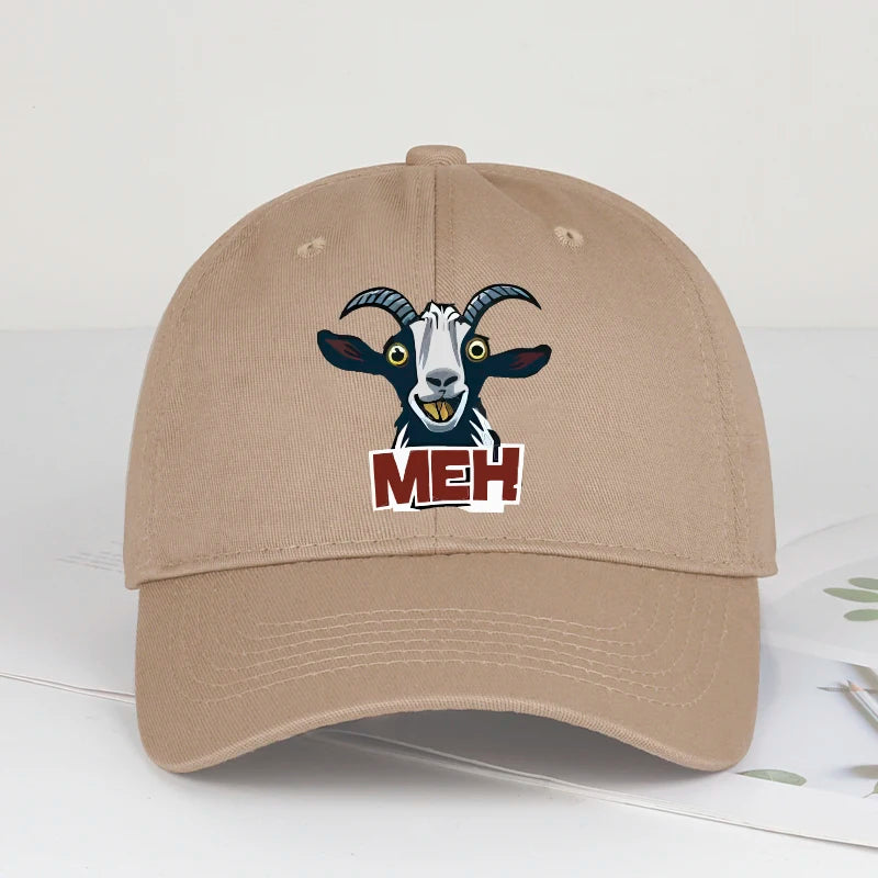 Goat Head MEH Print Soft Top Baseball Cap Soft Comfortable Breathable Adjustable Playful Quirky Trendy Fashionable Unisex