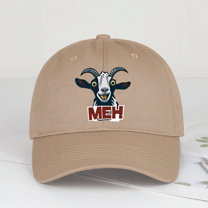 Goat Head MEH Print Soft Top Baseball Cap Soft Comfortable Breathable Adjustable Playful Quirky Trendy Fashionable Unisex