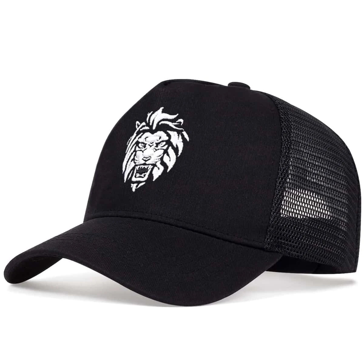Unisex Lion Head Embroidery Baseball Net Caps