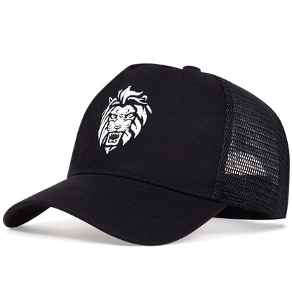 Unisex Lion Head Embroidery Baseball Net Caps