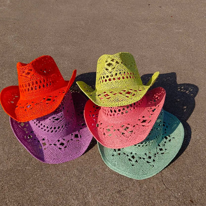 Summer Straw Cowboy Hat Hollow Woven Straw Hat