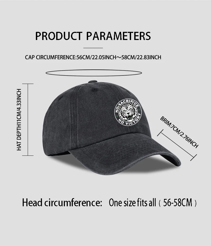Tiger Logo Washed Baseball Cap Soft Comfortable Lightweight Breathable Adjustable Trendy Fashion Unisex