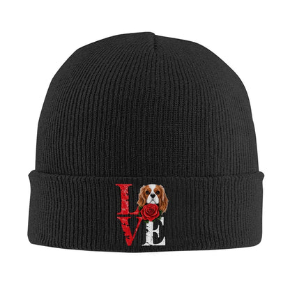 Cavalier King Charles Spaniel Rose Love Beanie Knit Winter Hat