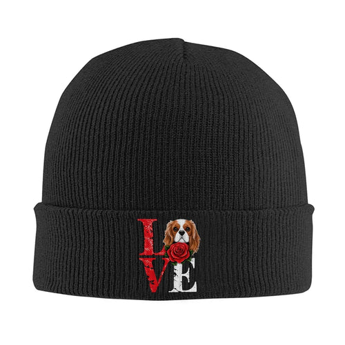 Cavalier King Charles Spaniel Rose Love Beanie Knit Winter Hat