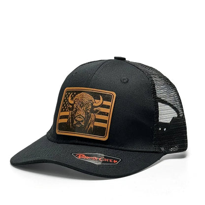Bison Flag Leather Patch Baseball Cap for Men