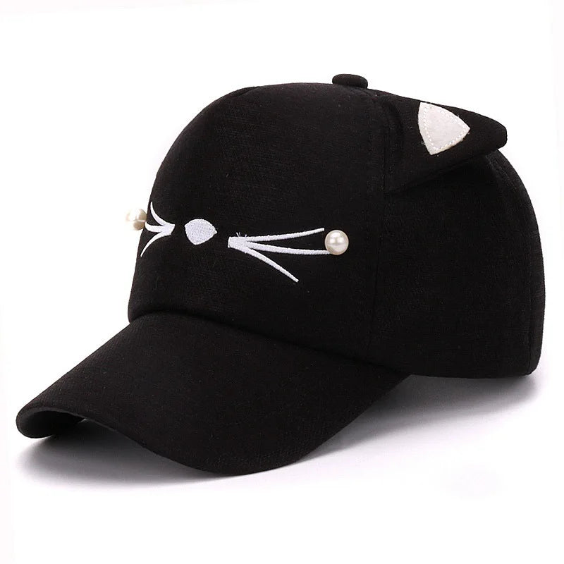 Cats Ears Fleece Hat Peak Cap Baseball Cartoon Cotton Outdoor Sport