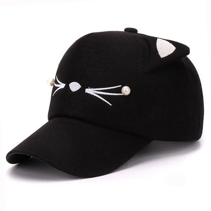 Cats Ears Fleece Hat Peak Cap Baseball Cartoon Cotton Outdoor Sport