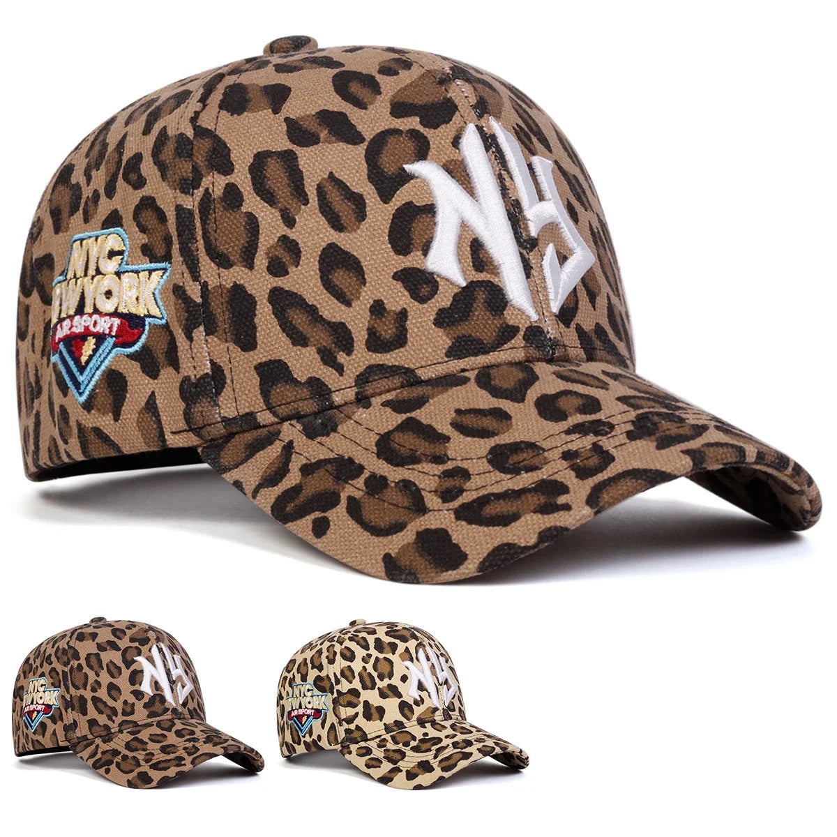 Unisex NG Letter Embroidery Leopard Print Baseball Caps