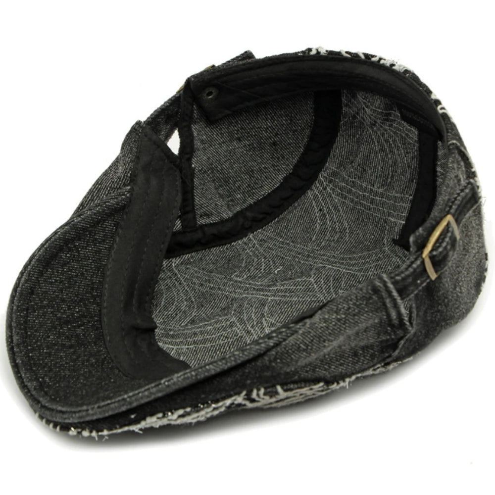 Vintage Artist Painter Beret Hat Male Female Adjustable Denim Beret Cap