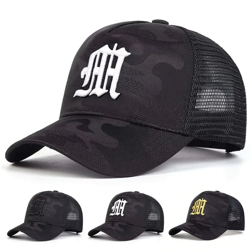 Unisex M Letter Embroidery Camouflage Baseball Net Caps