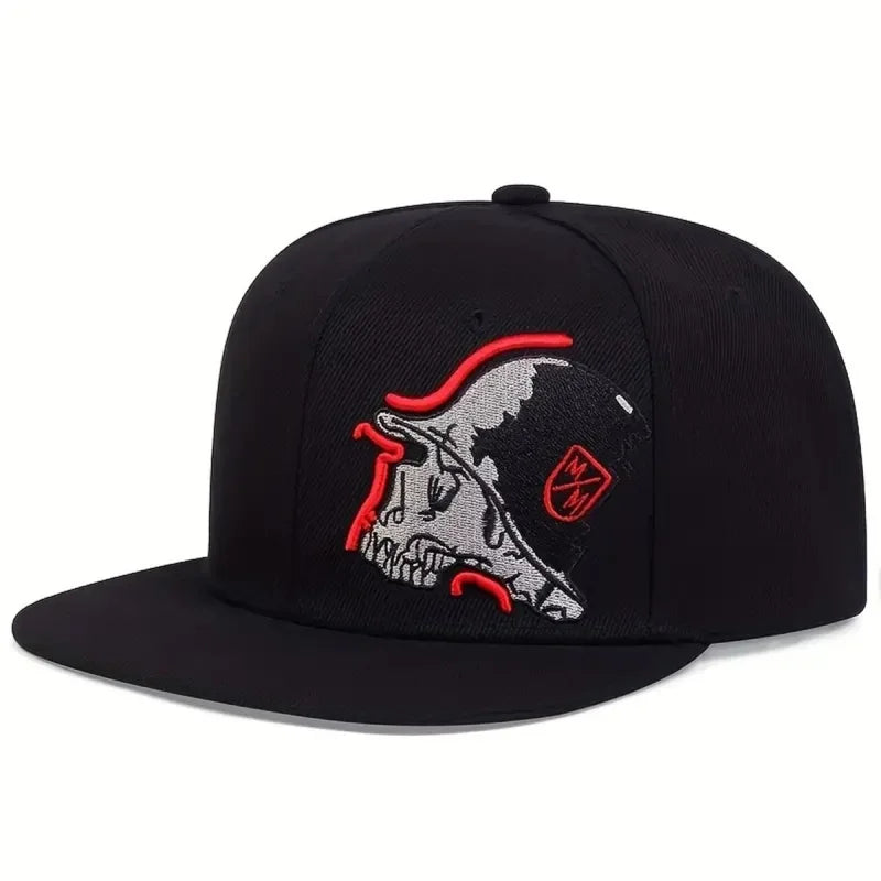 Unisex Skeleton Embroidery Snapback Cap Women Outdoor Sports Flat Hats Men