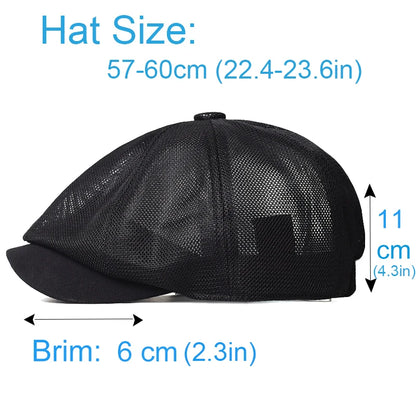 Summer Mesh Breathable Newsboy Caps Casual Outdoor Retro Beret Hats