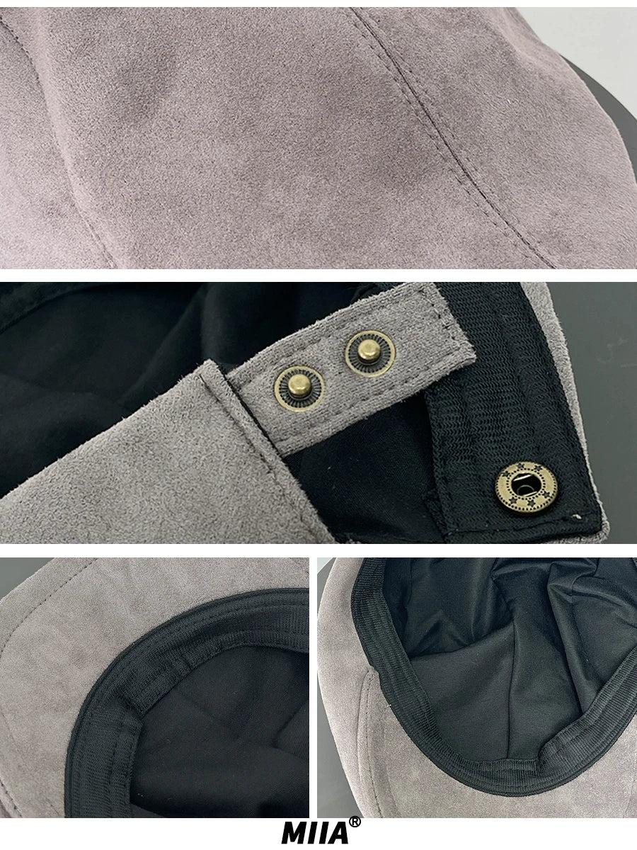 Peaked Cap Suede Visor Women's Cap British Style Newsboy Cap