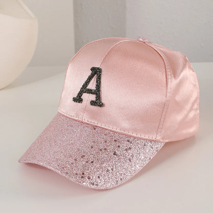 Korean Style Sequined Diamond Letter A Baseball Cap