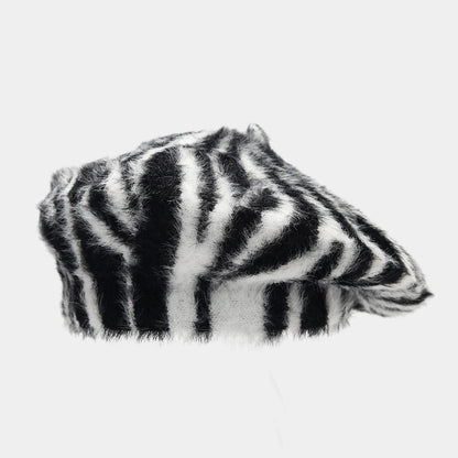 Women's Beret Autumn/Winter Zebra Striped Painter Hat