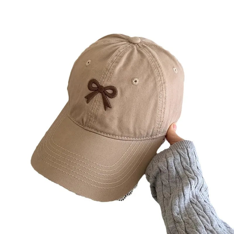 Korean-Style Bow-Tie Knit Baseball Cap Women's