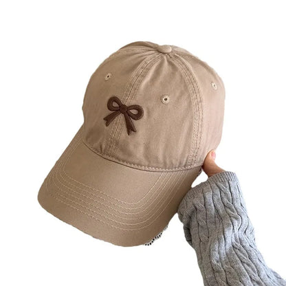 Korean-Style Bow-Tie Knit Baseball Cap Women's