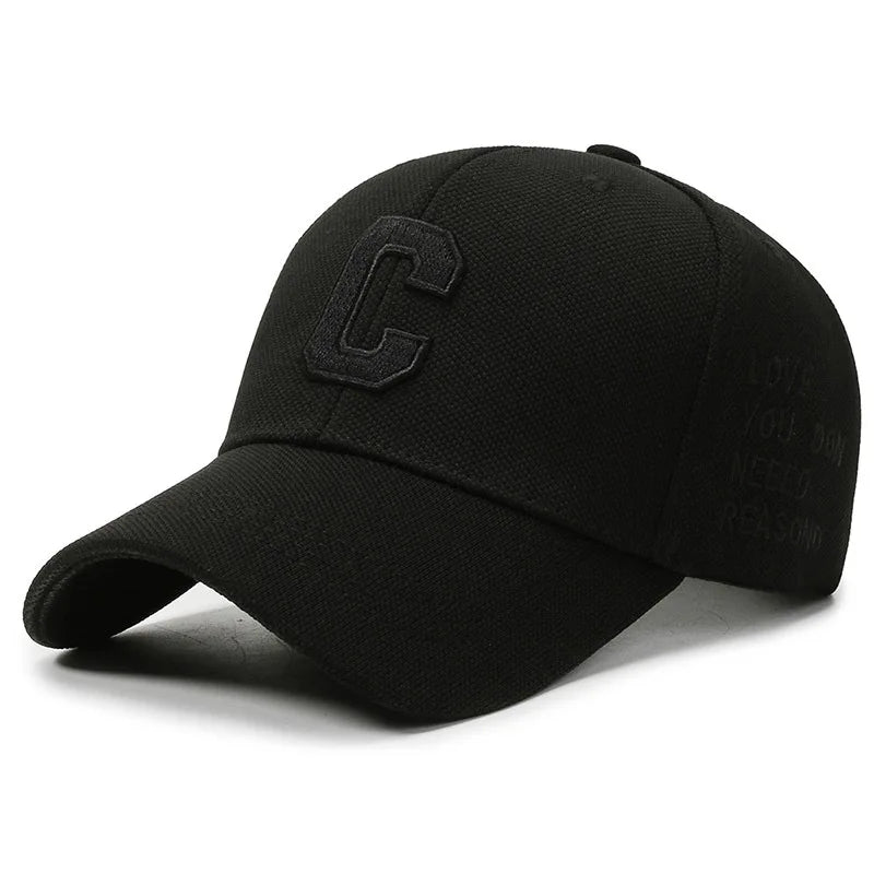 White Golden Letter Baseball Cap For Men