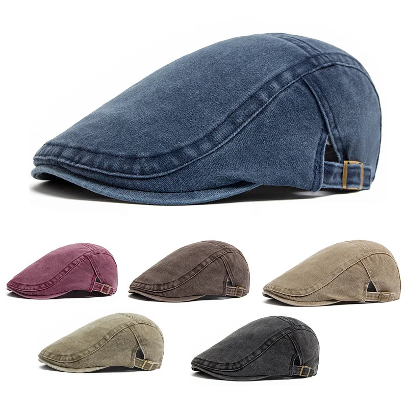 New Vintage Cotton Beret Men Women Fashion Flat Visor Cap